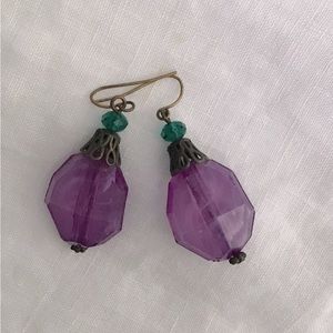 Purple rhinestone earrings